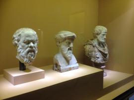 Socrates, Plato and Aristotle, in the Colosseum Museum, Rome.
